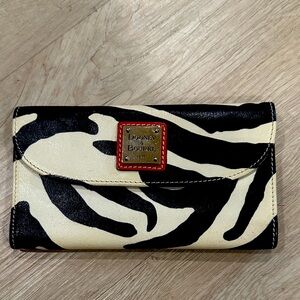 Dooney & Bourke Black and Cream Animal Print Wallet